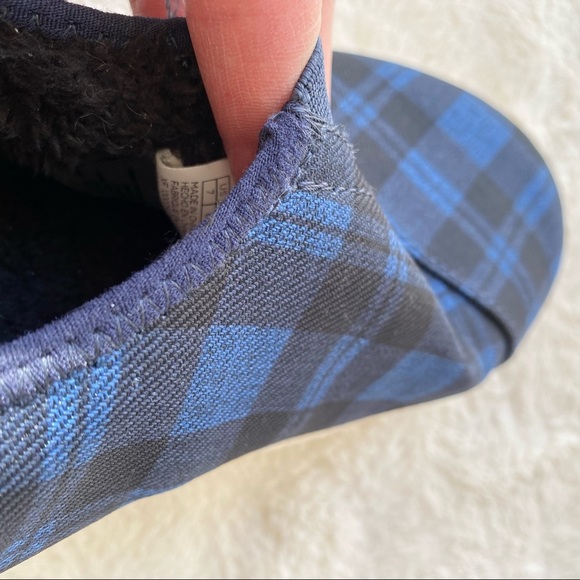 TOMS Rodeo Faux Fur Lined Twill blue check plaid Mens 7 convertible Slippers - Picture 10 of 13